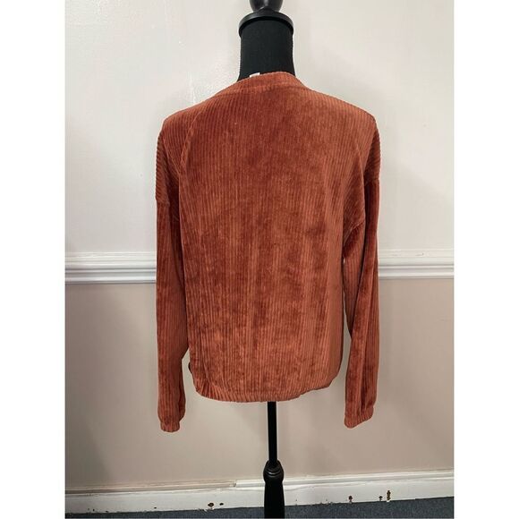 A New Day Burnt Orange Ribbed Long Sleeve Blouse Size Small - Picture 2 of 6